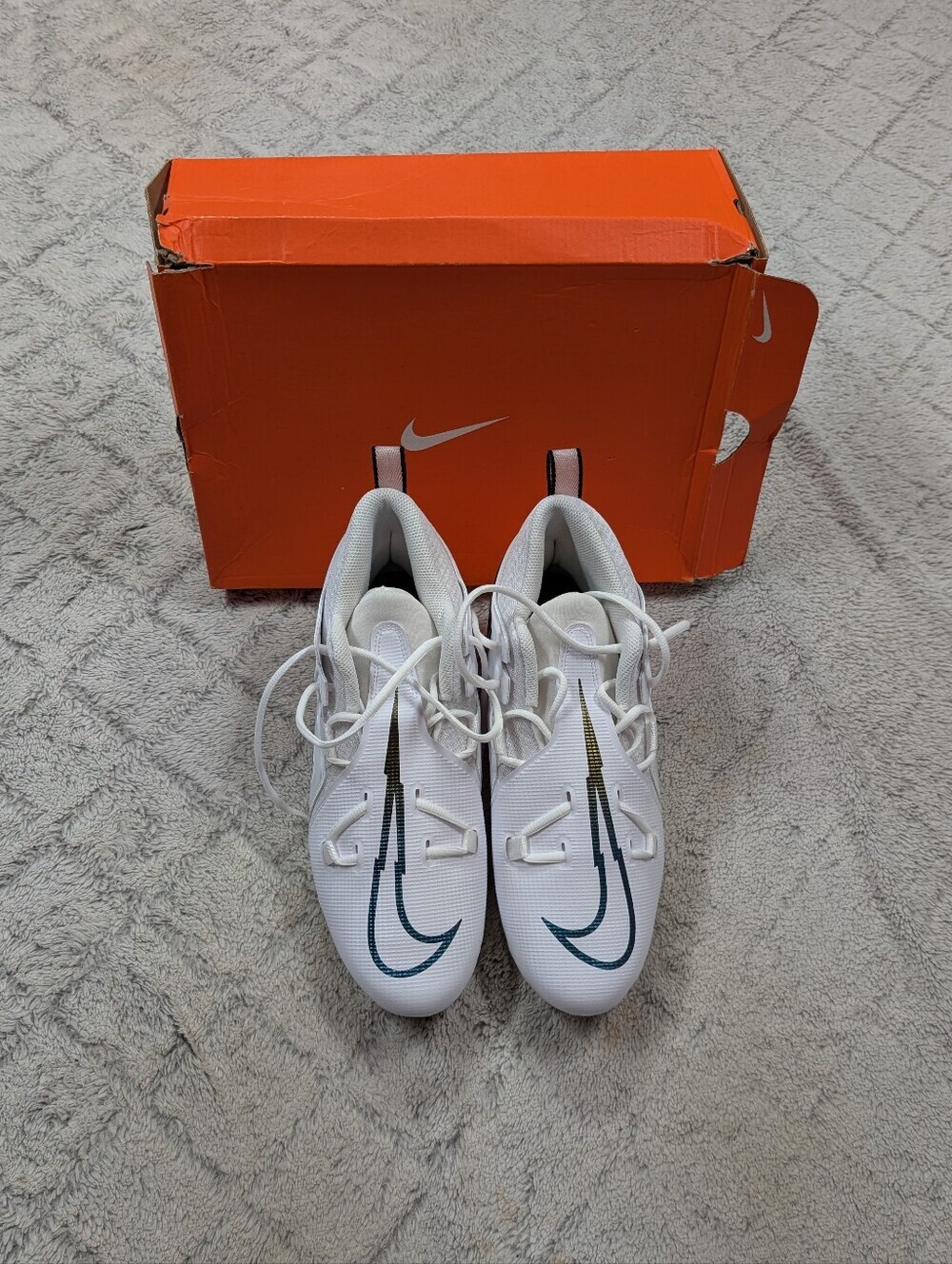 Nike Alpha Menace Pro 3 White Black Gold Football Cleats Mens 11.5 CT6649-105